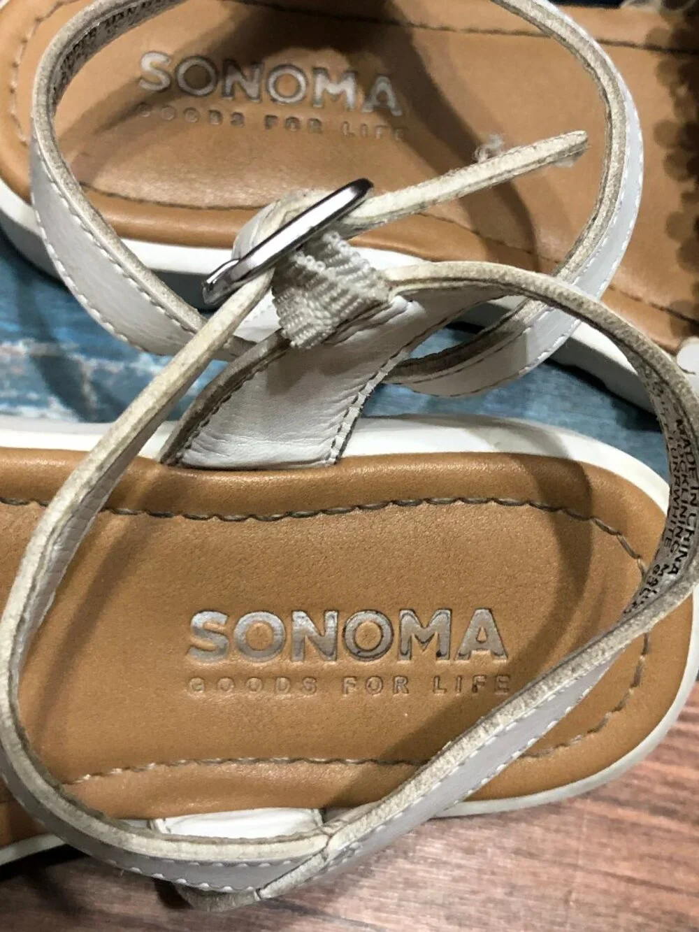 Sonoma Sandals Ankle Strap Rhinestone Flowers Kids Little Girls Size 12 Med
